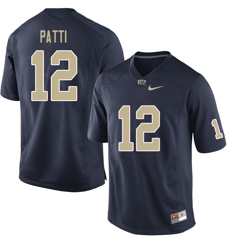 Men #12 Nick Patti Pittsburgh Panthers College Football Jerseys Sale-Navy